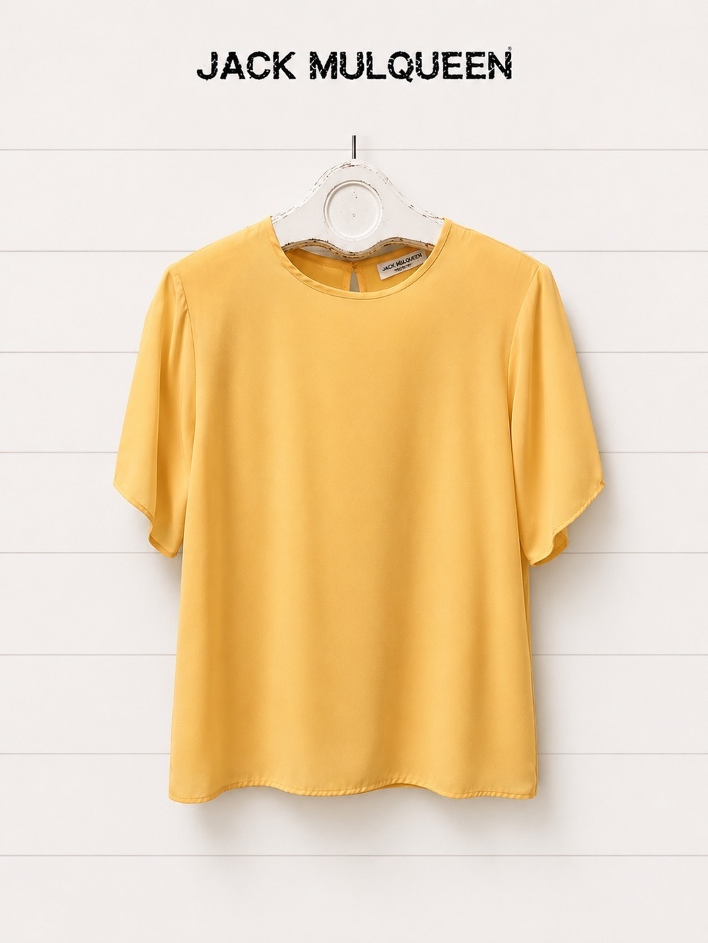 Jack Mulqueen Silksational Padded Shoulders Short Sleeve Blouse – Size M